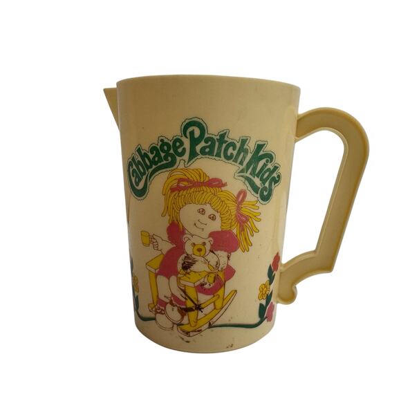 Vintage CABBAGE PATCH KIDS Doll Tea Set Plastic Pitcher 1984 Ivory Green Pink - Picture 3 of 9